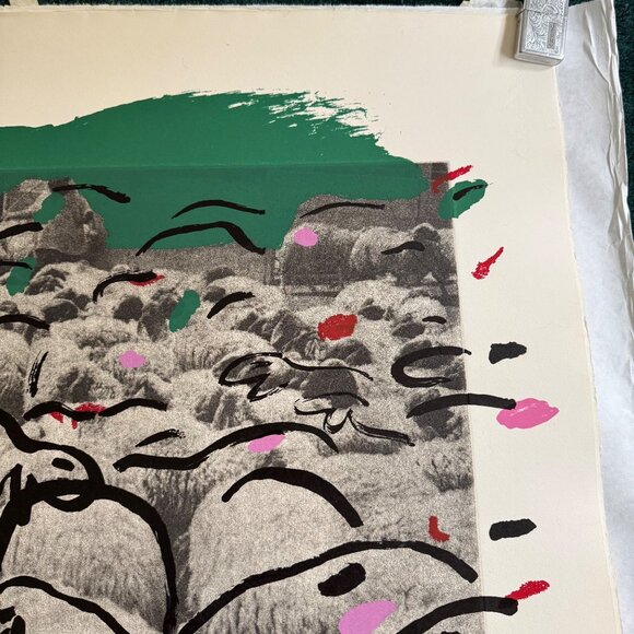 Menashe Kadishman 'Sheep Portfolio 7' Multicolor Etching & Screenprint Autograph - Picture 2 of 7